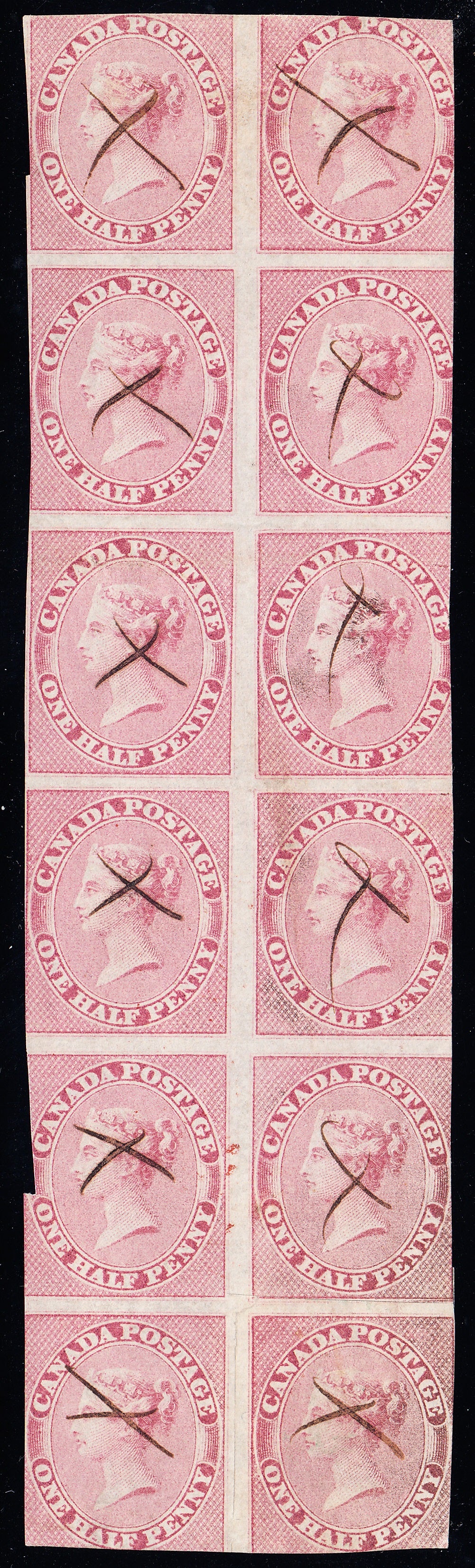 0008CA1803 - Canada #8 - Used Block of 12 - Re-Entries, w/ Cert