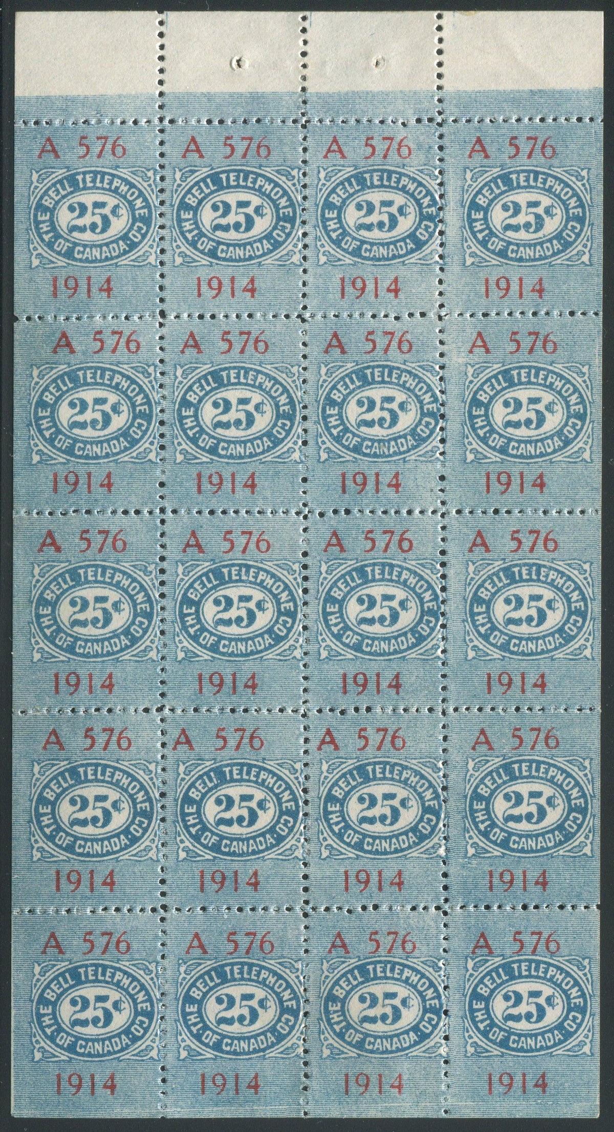 0176BT1907 - TBT62 - Mint Booklet Pane, Watermarked - Unlisted Error