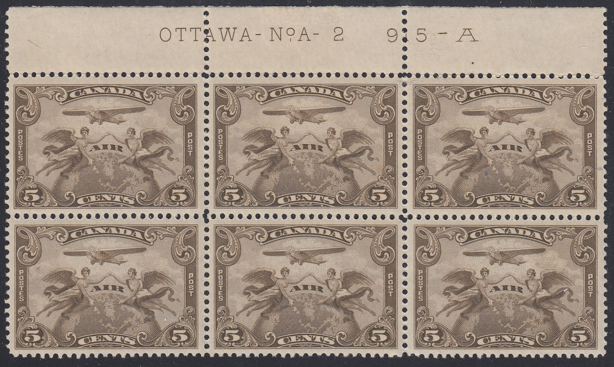 0001CA1801 - Canada C1 - Mint Plate Block of 6