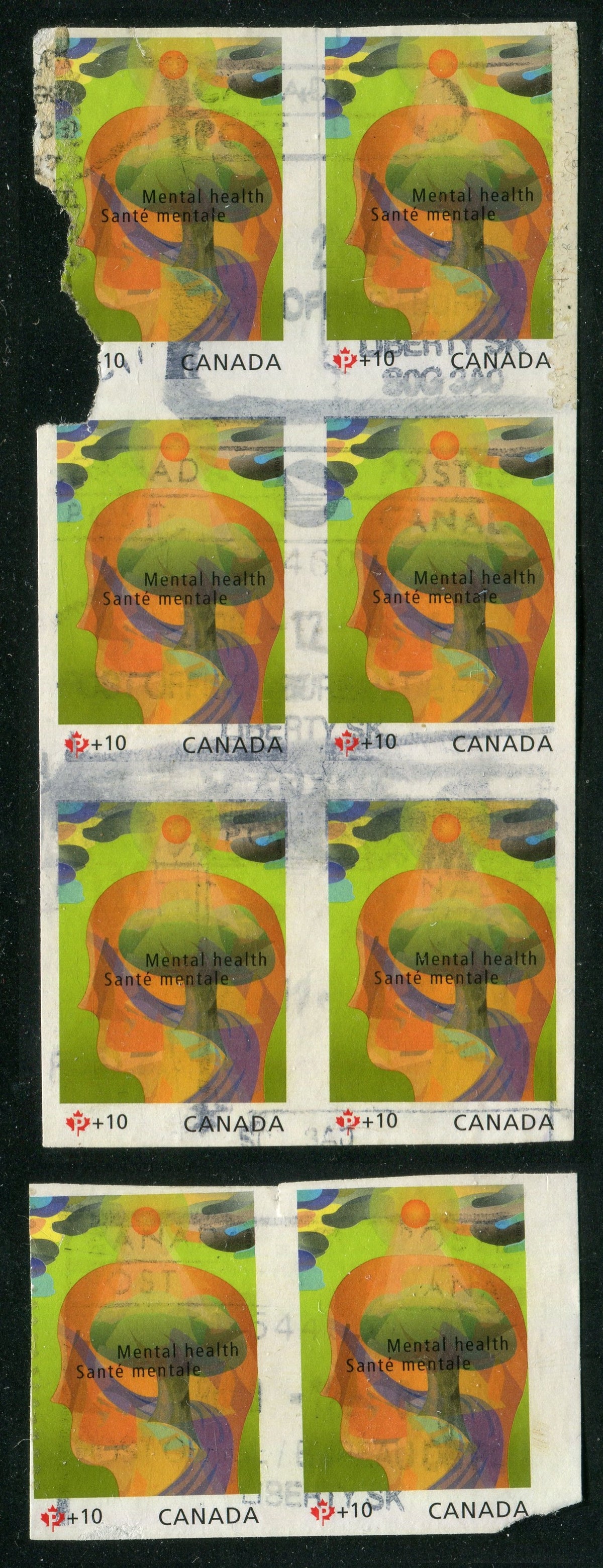 0000CA2510 - Canada B15a - Used Imperf Block of 6 &amp; Imperf Pair, UNLISTED Variety
