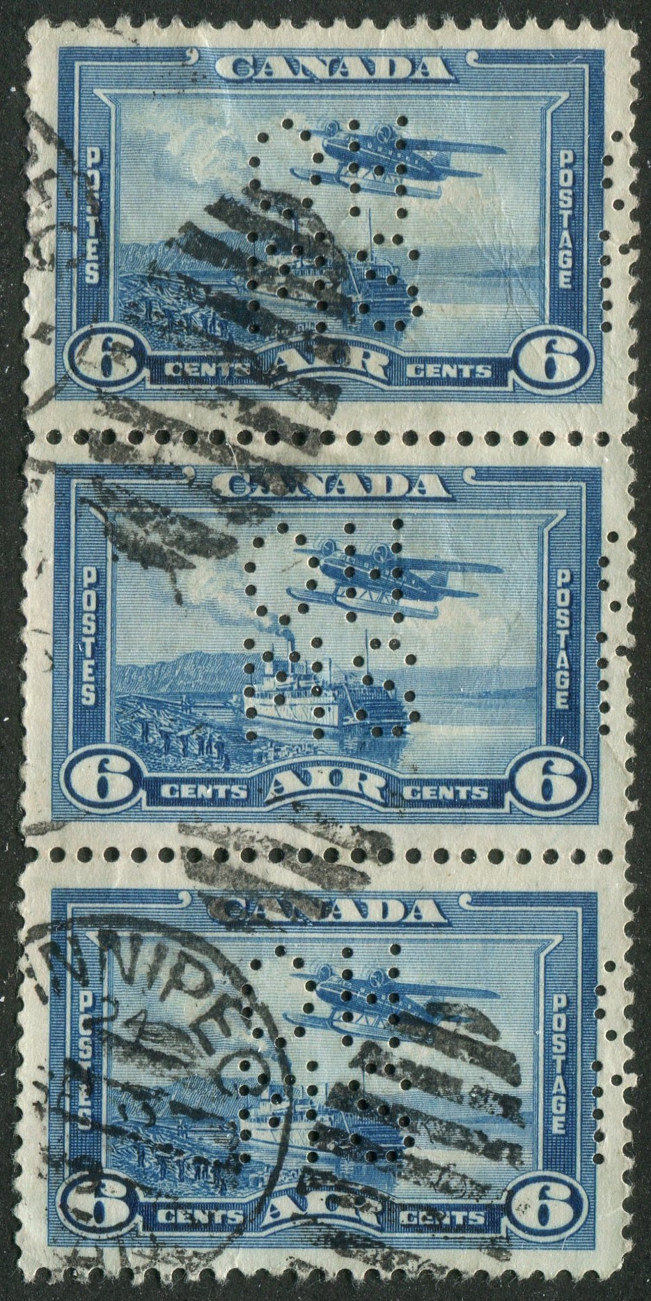 0279CA2604 - Canada O8-C6 - Used Strip of 3