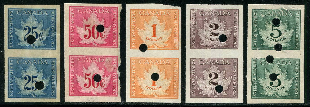 0018CF2505 - FCF1-FCF5 - Imperf Vertical Pair Specimen Set