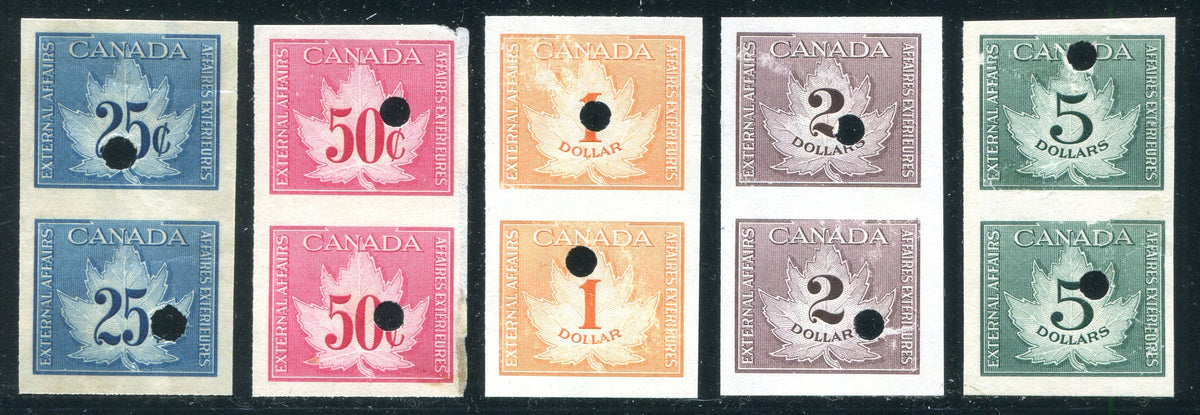 0018CF2506 - FCF1-FCF5 - Imperf Vertical Pair Specimen Set