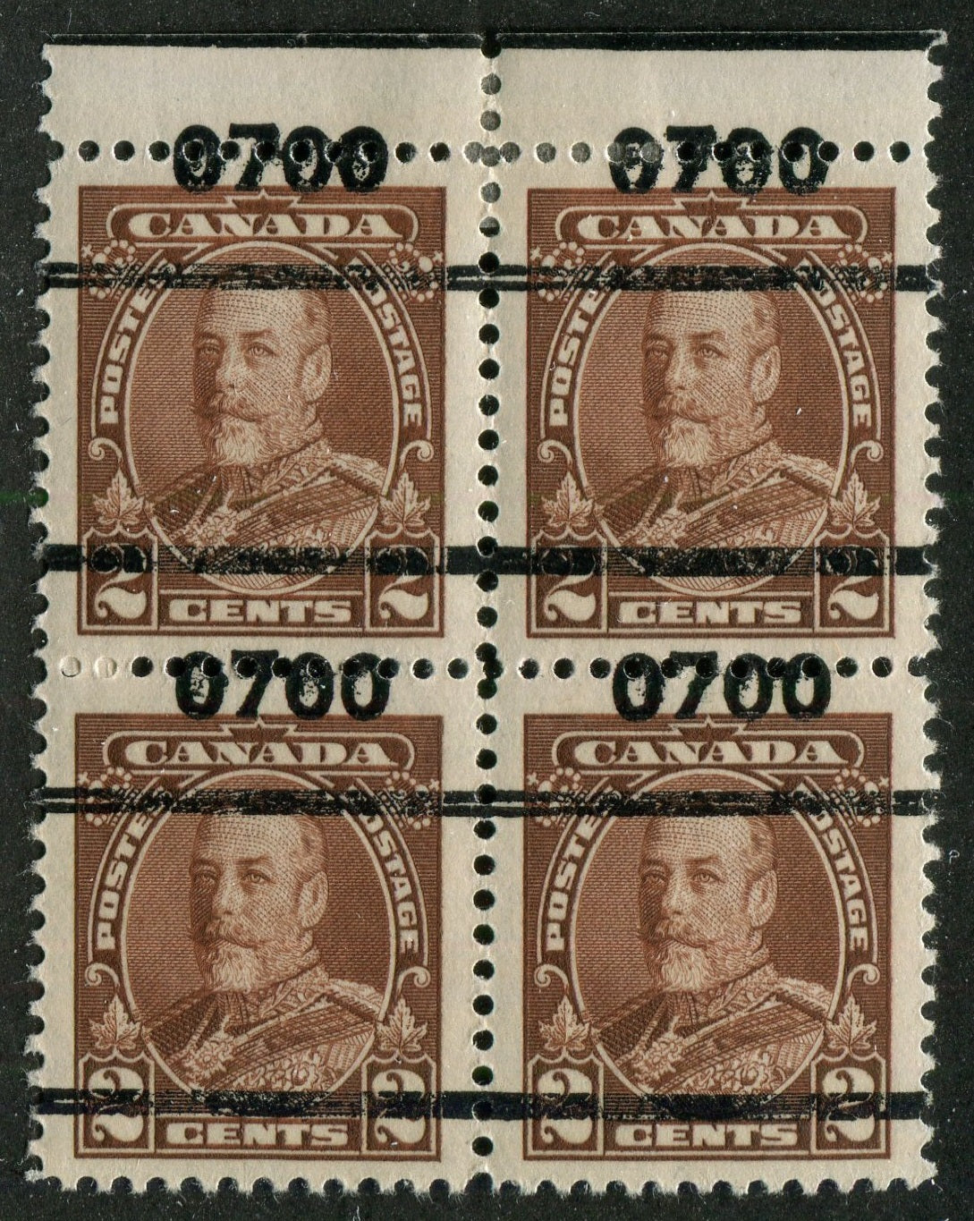 MONT008218 - MONTREAL 8-218 Block of 4, Misprint/Split Cancel