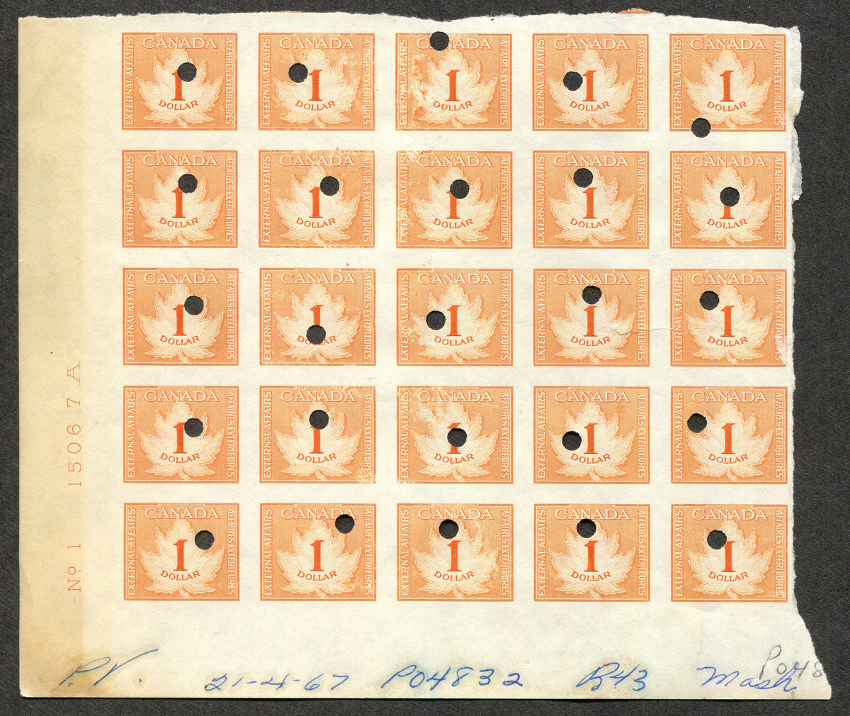 0018CF2505 - FCF1-FCF5 - Imperf Corner Block of 25 Specimen Set