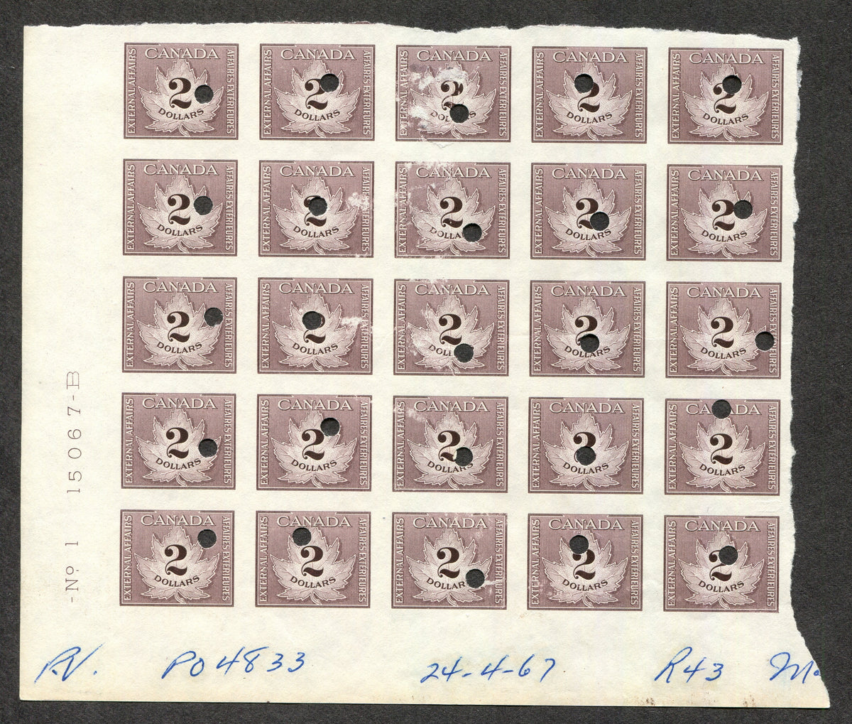0018CF2505 - FCF1-FCF5 - Imperf Corner Block of 25 Specimen Set