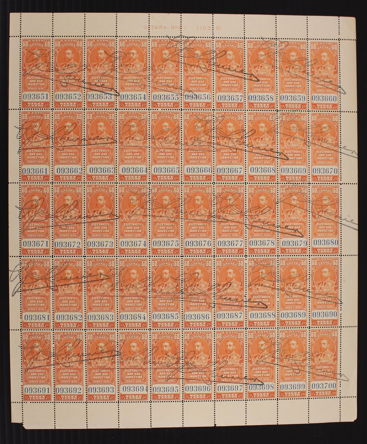 0050FE2307 - FEG2 - Chevrier Signed Sheet of 50