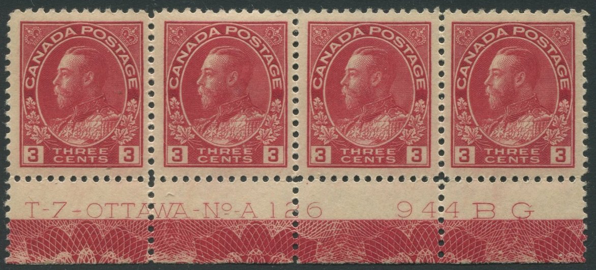0109CA2306 - Canada #109 - Lathework Plate Strip of 4