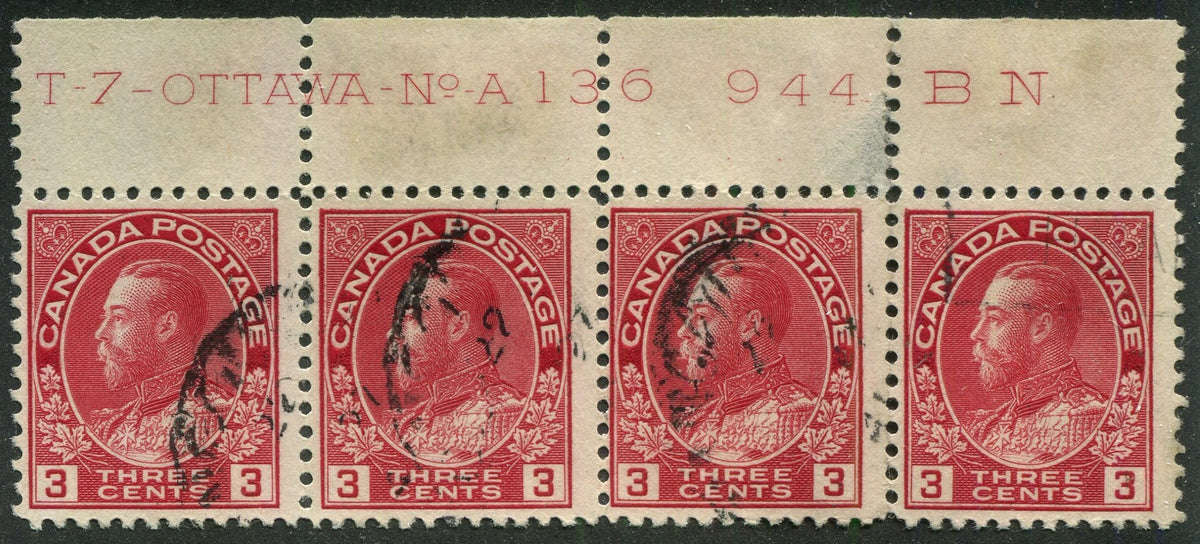 0109CA2510 - Canada #109 - Plate Strip of 4