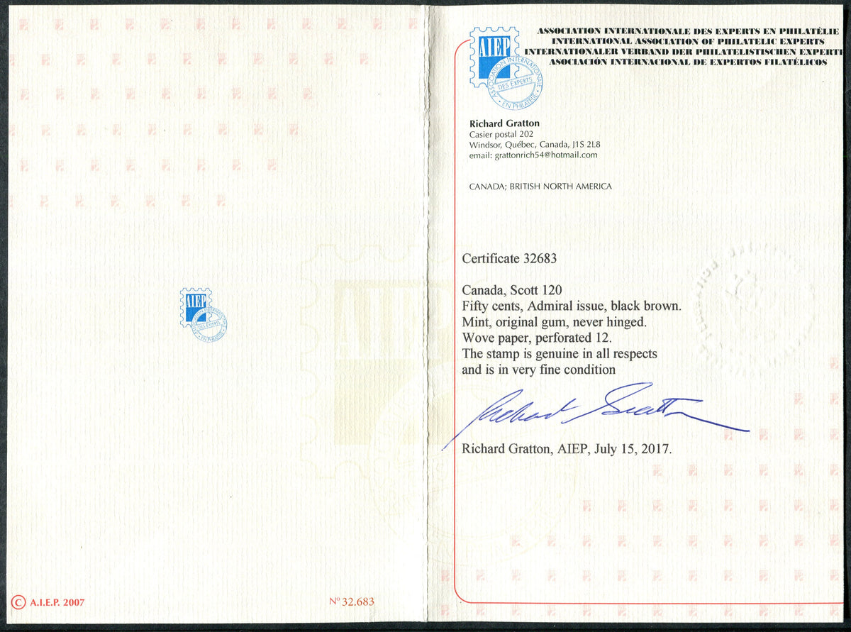 0120CA2506 - Canada #120, w/Certificate