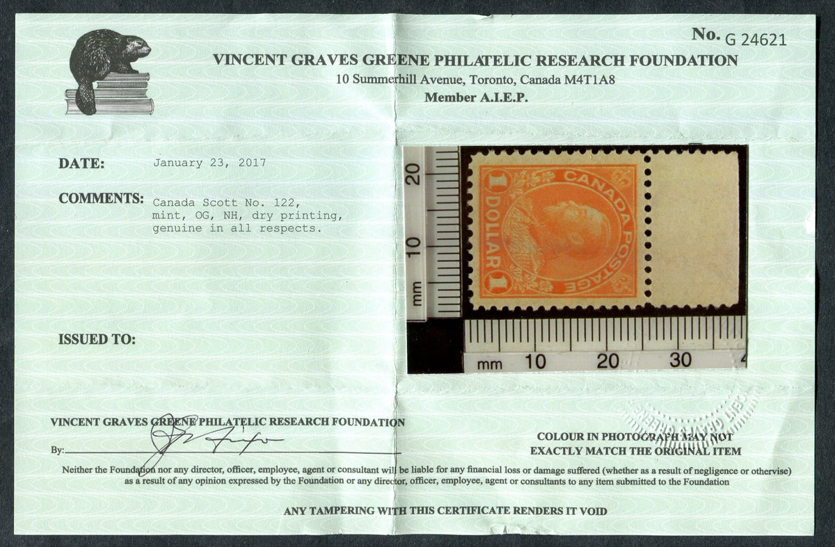 0122CA2508 - Canada #122, w/Certificate