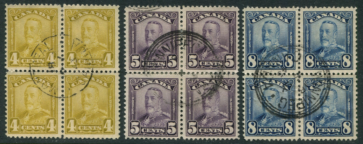 0152CA2604 - Canada #152, 153, 154 Blocks of 4
