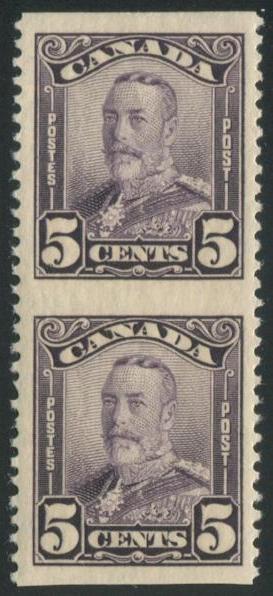 0153CA2308 - Canada #153e - Vertical Pair, Imperf Horizontally