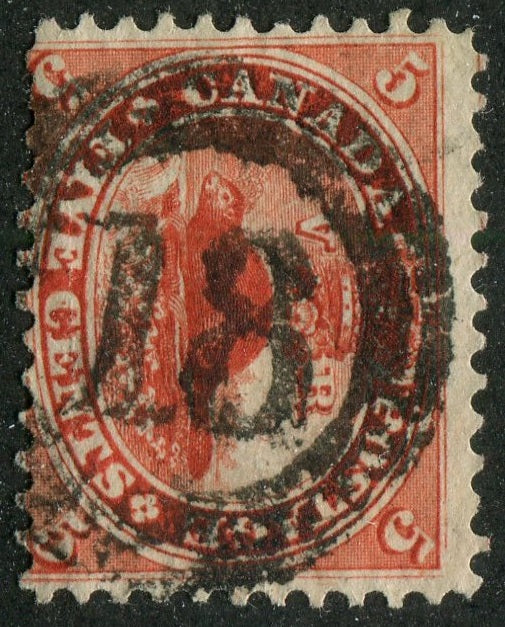 0015CA2404 - Canada #15 - 4-Ring Numeral Cancel &#39;18&#39;