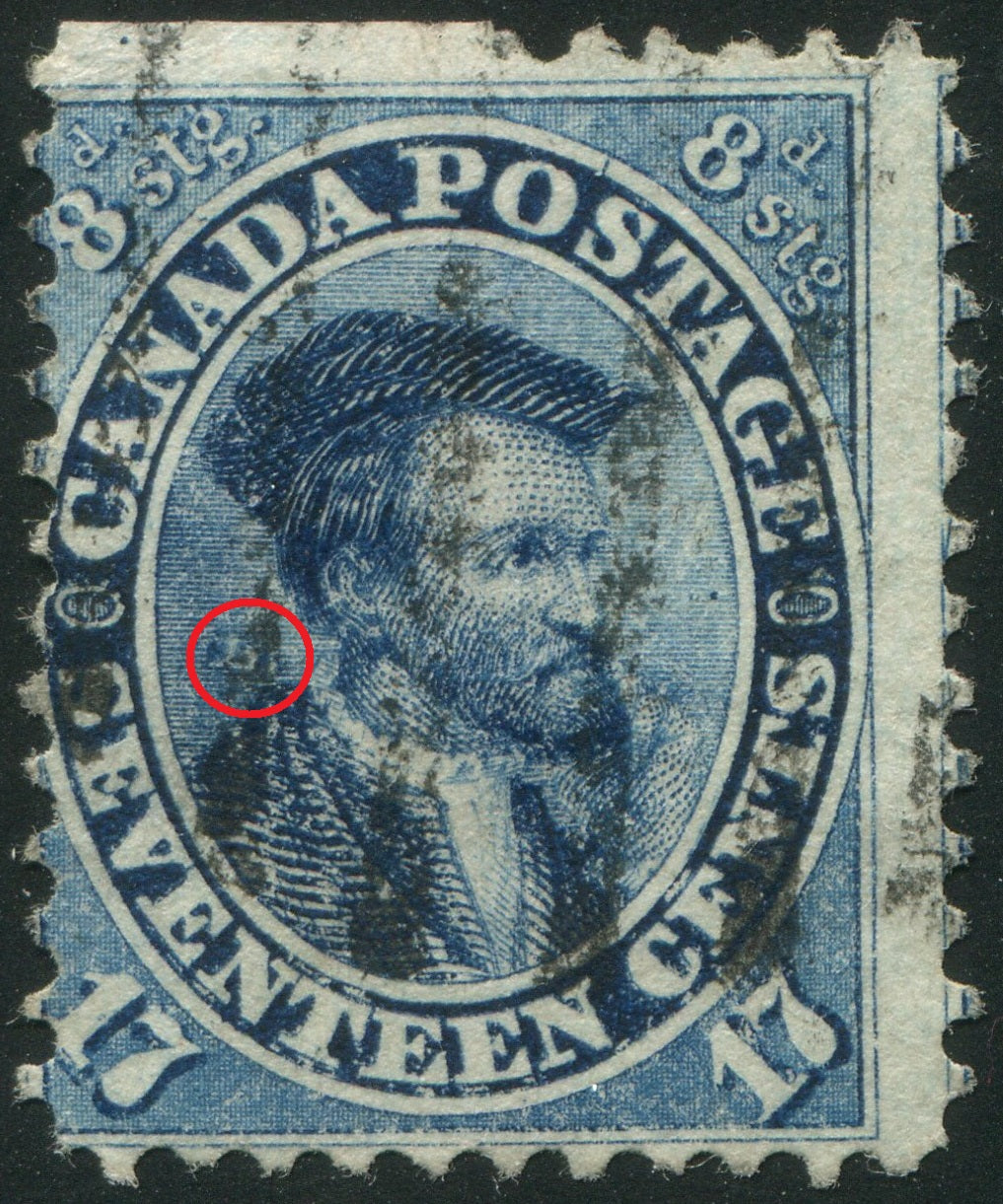0019CA2504 - Canada #19iii - Used &#39;Burr Over Shoulder&#39; Variety