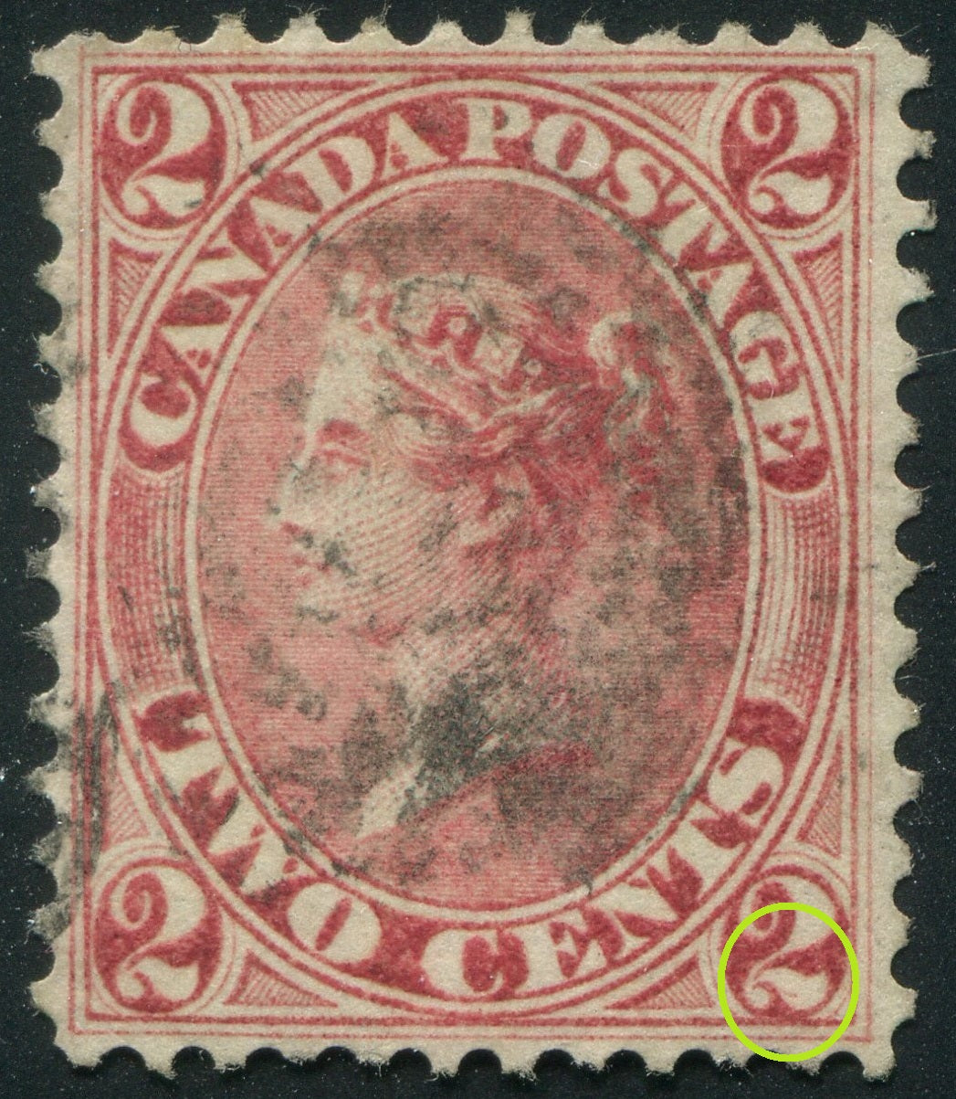 0020CA2608 - Canada #20v - Used 'Dash in 2' Variety