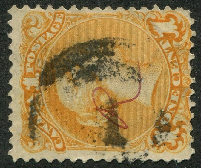 0023CA2404 - Canada #23 - 2-Ring Numeral Cancel &#39;1&#39;