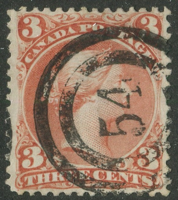 0025CA2603 - Canada #25 - 2-Ring Numeral Cancel '54'