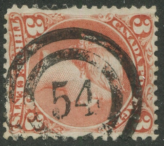 0025CA2603 - Canada #25 - 2-Ring Numeral Cancel '54'