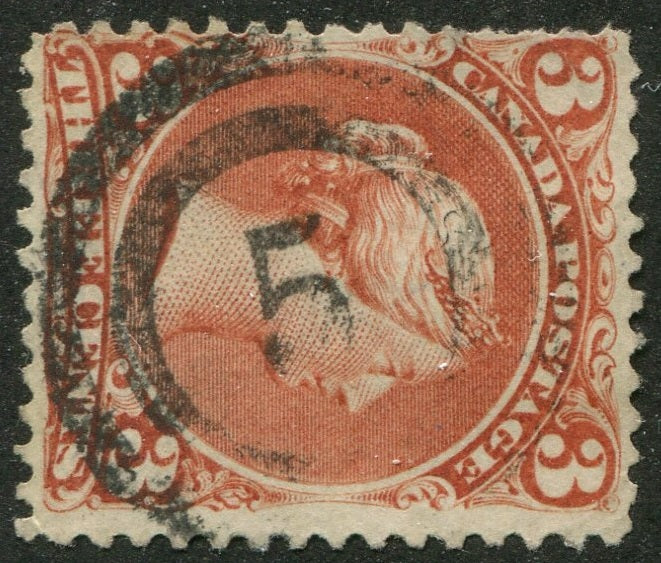 0025CA2604 - Canada #25 - 2-Ring Numeral Cancel '5'