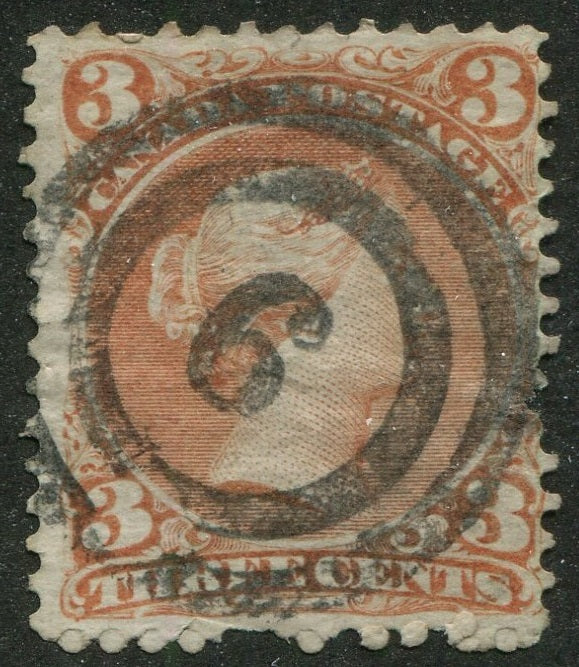 0025CA2609 - Canada #25 - 2-Ring Numeral Cancel '6'