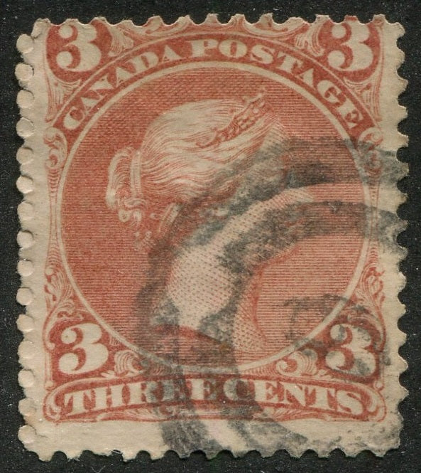 0025CA2410 - Canada #25 - 2-Ring Numeral Cancel &#39;6&#39;