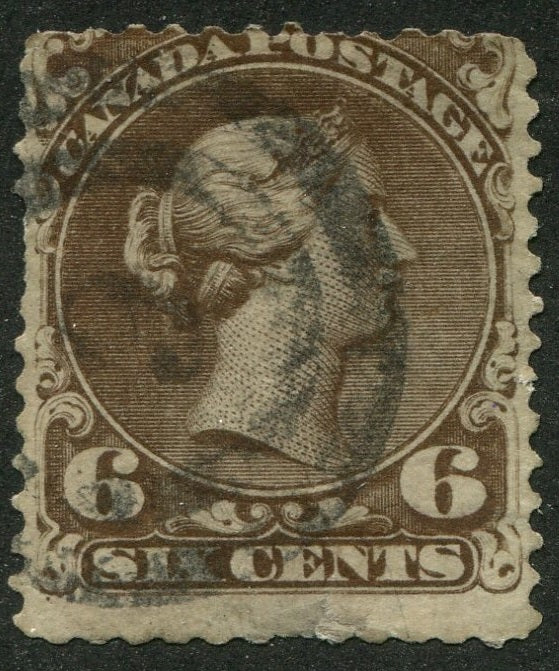 0027CA2506 - Canada #27 - 2-Ring Numeral Cancel &#39;6&#39;