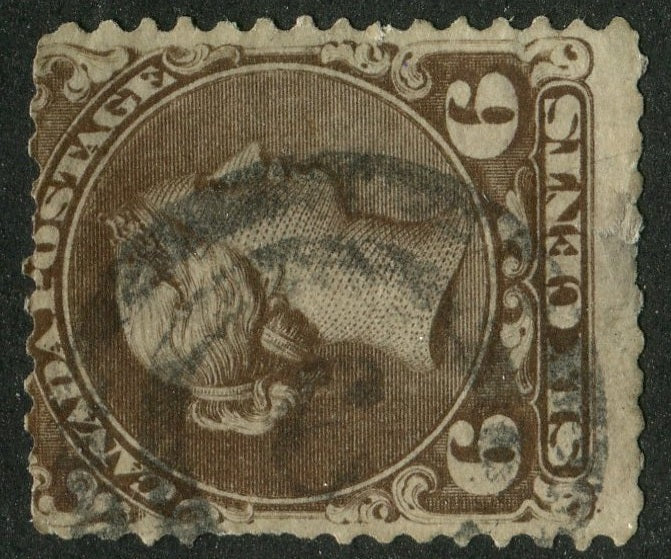 0027CA2506 - Canada #27 - 2-Ring Numeral Cancel &#39;6&#39;