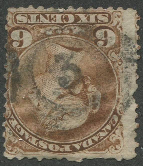 0027CA2404 - Canada #27a - 2-Ring Numeral Cancel &#39;3&#39;