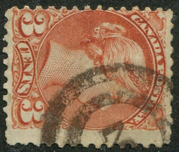 0037CA2404 - Canada #37 - 2-Ring Numeral Cancel &#39;3&#39;