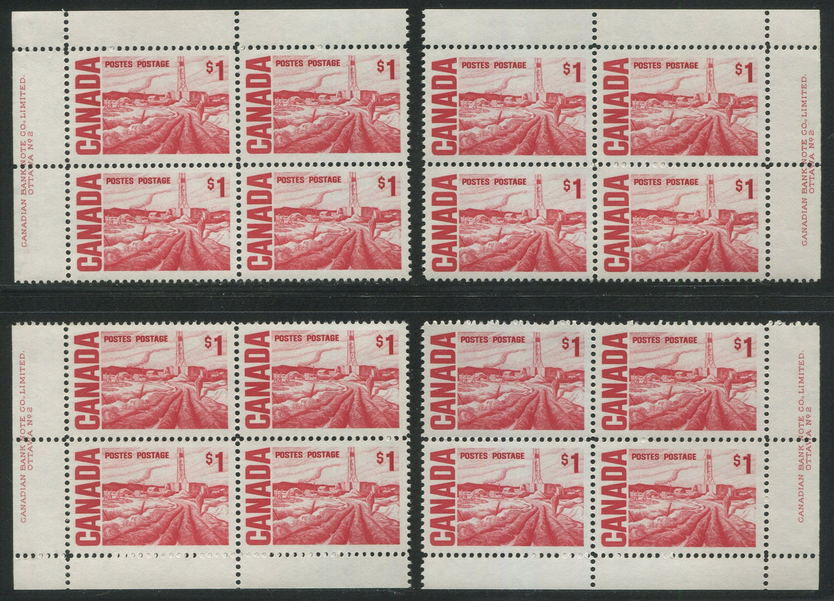 0465CA2404 - Canada #465Biii Plate Block Matched Set