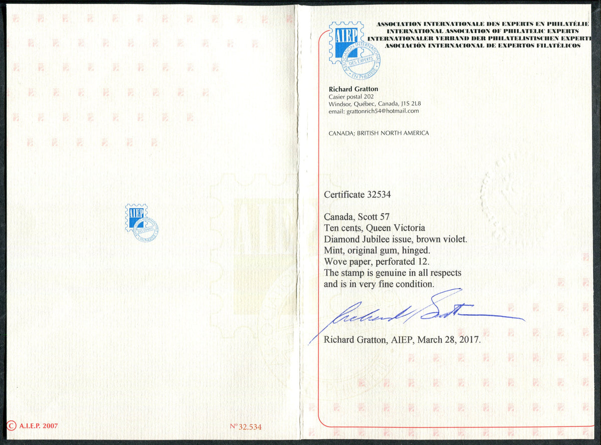 0057CA2506 - Canada #57, w/Certificate