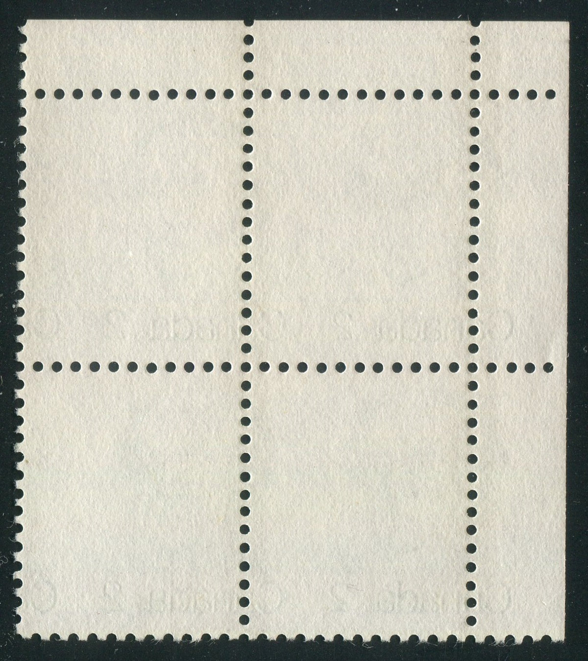 0587CA2602 - Canada #587 Mint Misperf Corner Block of 4