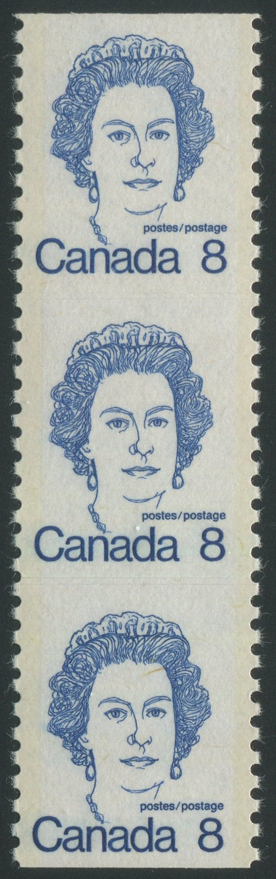 0604CA2404 - Canada #604 - Mint Strip of 3, Double Rouletted, UNLISTED