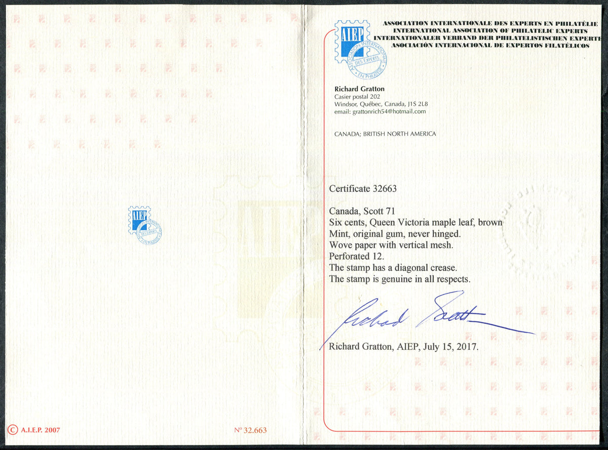 0071CA2506 - Canada #71, w/Certificate