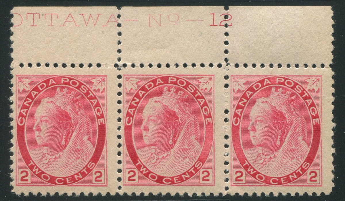 0077CA2603 - Canada #77 Plate Strip of 3