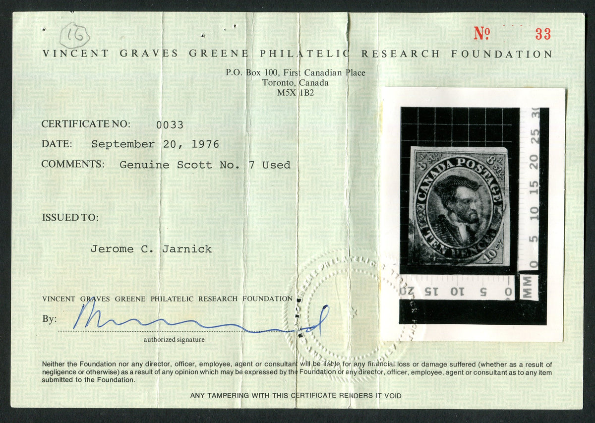 0007CA2607 - Canada #7, w/Certificates