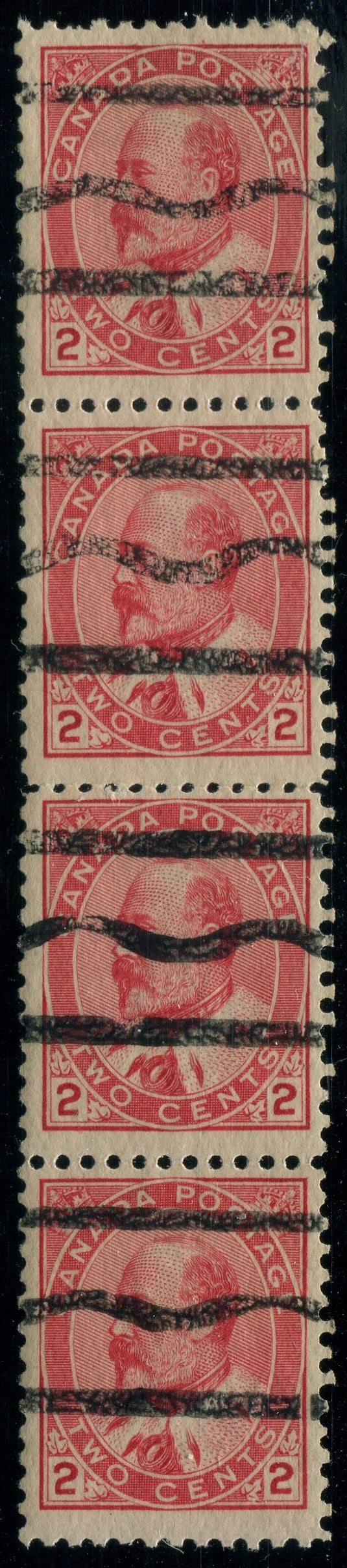 0090CA2601 - Canada #90xxxi Mint Experimental Coil Vertical Strip of 4