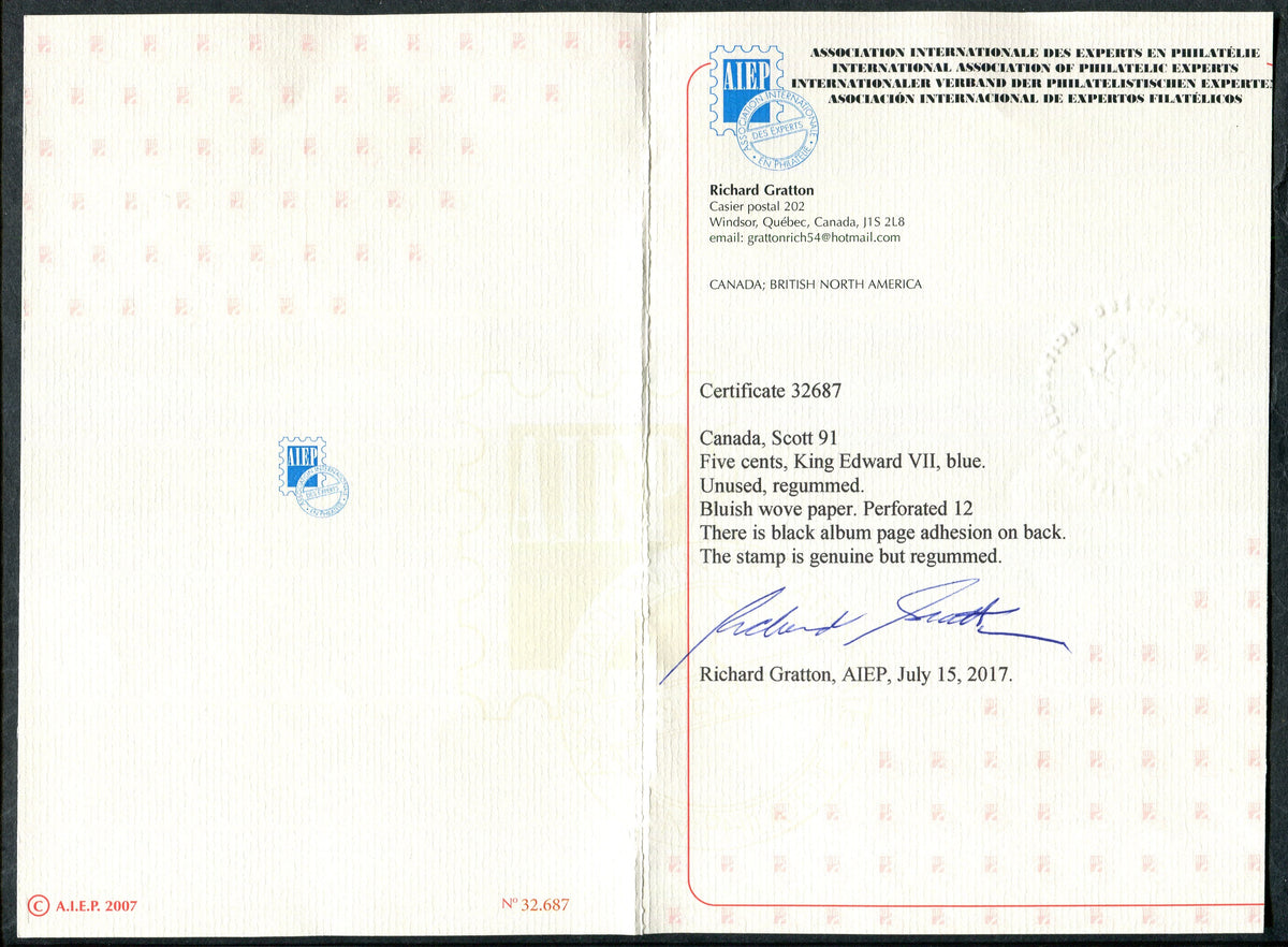 0091CA2506 - Canada #91, w/Certificate