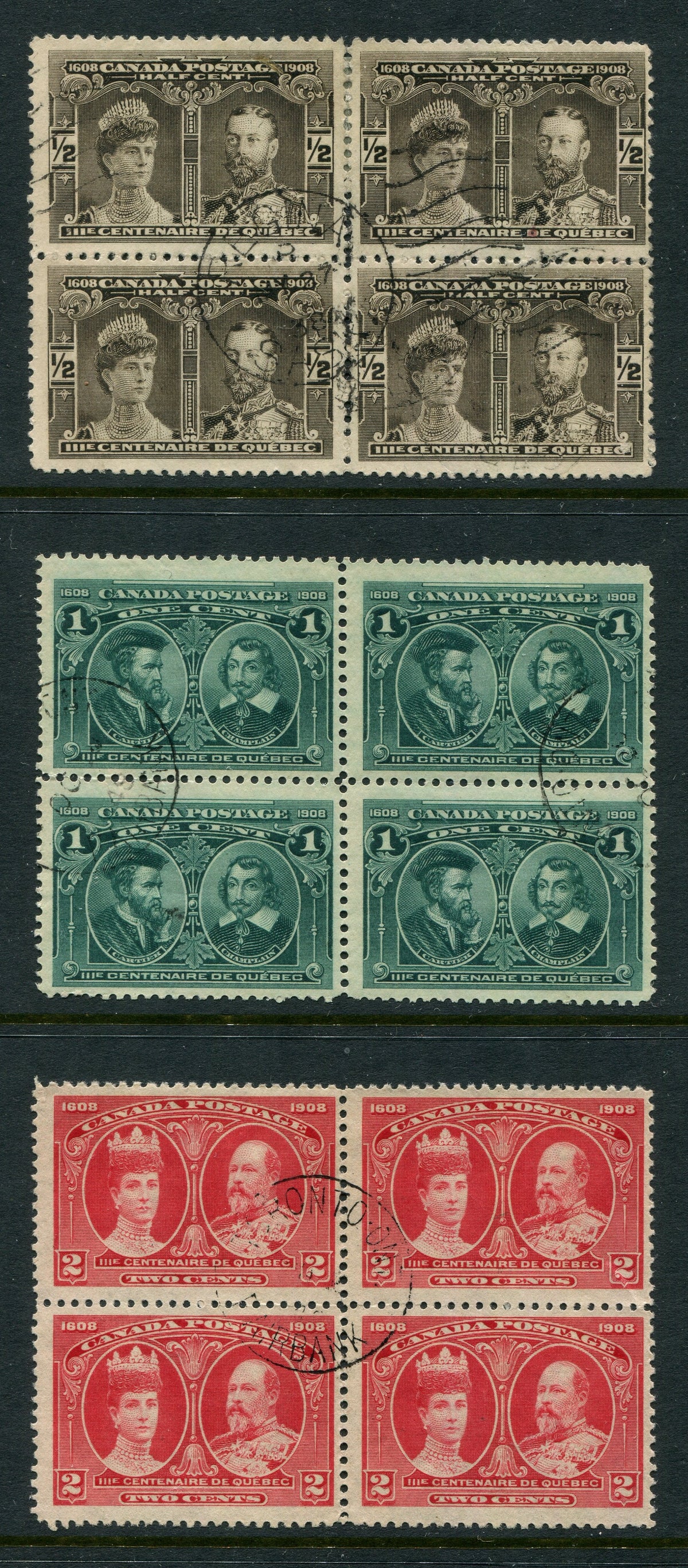0096CA2510 - Canada #96, 97, 98 Blocks of 4