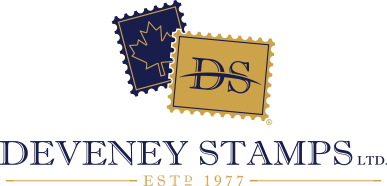 Deveney Stamps Logo, Canadian philatelic specialists, largest Canadian stamp store online! Thousands of stamps to choose from, enjoy shopping for your collection from the comforts of home.