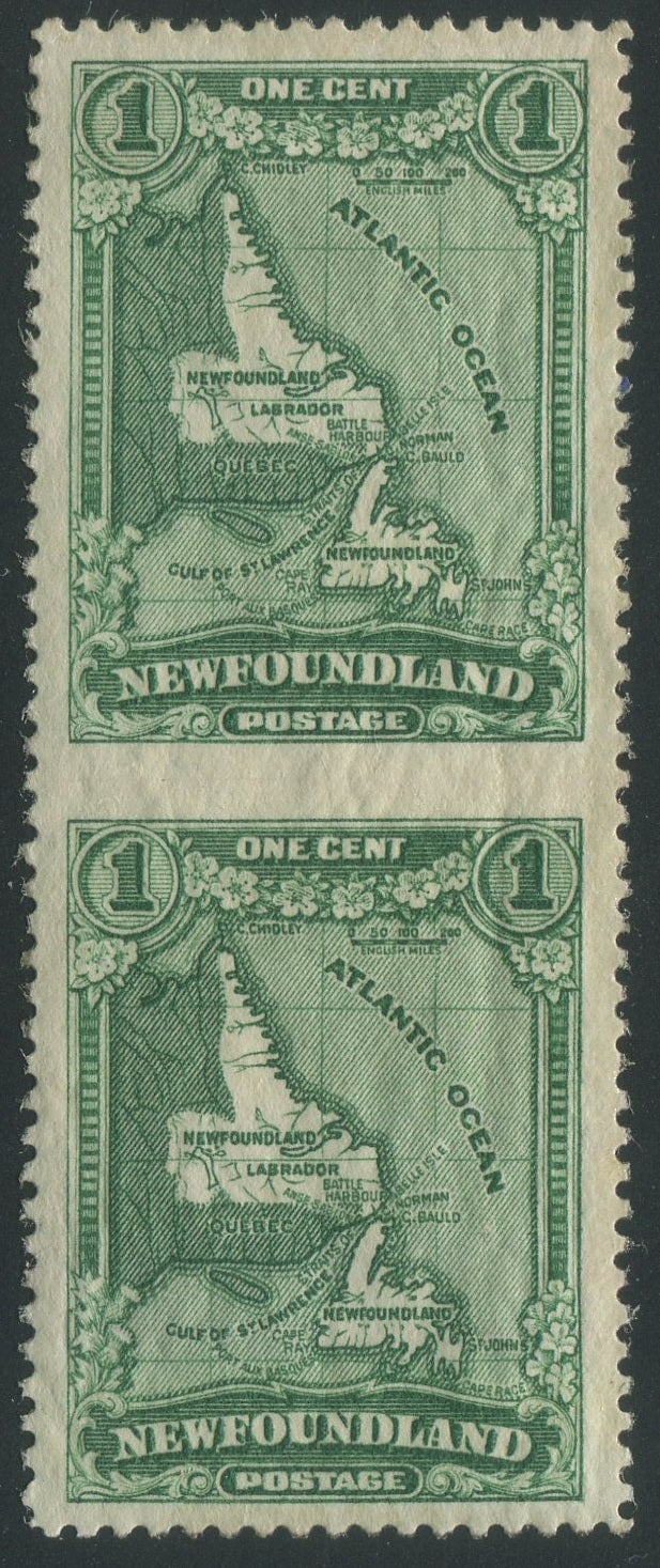 0163NF2403 - Newfoundland #163b - Mint Vertical Pair, Imperf Between