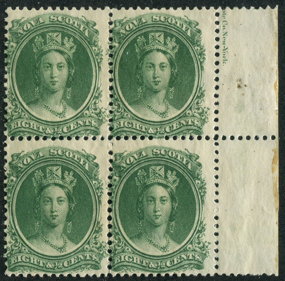 0011NS2511 - Nova Scotia #11 - Mint Inscription Block of 4