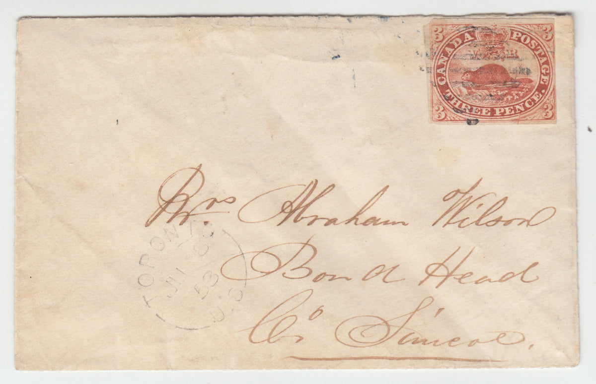 0004CA2405 - Canada #4c,ix - Cracked Plate Variety ON COVER