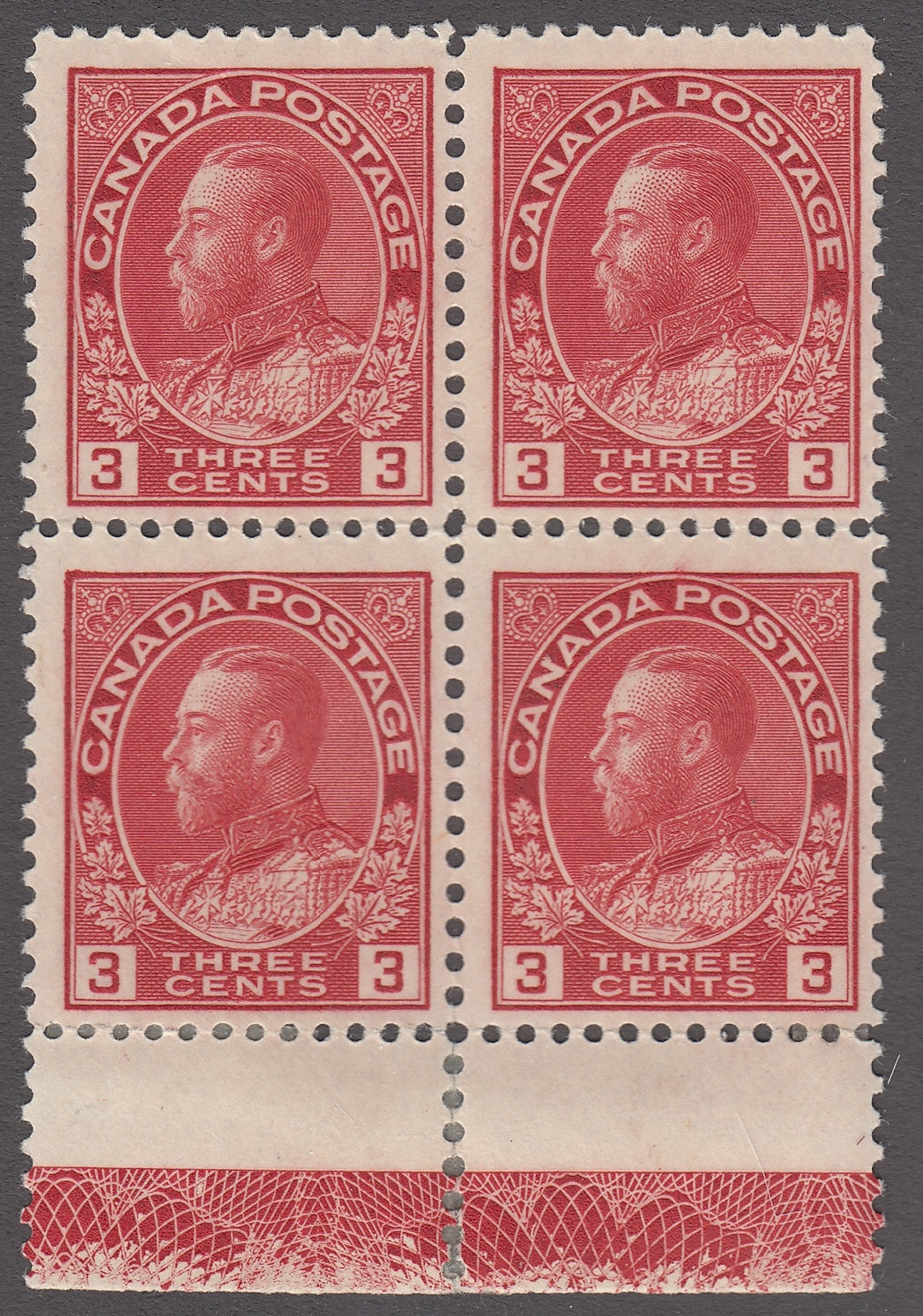 0109CA1805 - Canada #109 - Lathework Block of 4