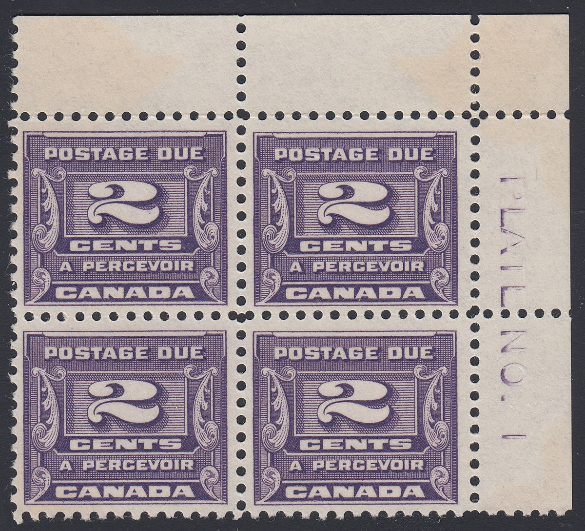 0128CA1805 - Canada J12 - Mint Plate Block of 4