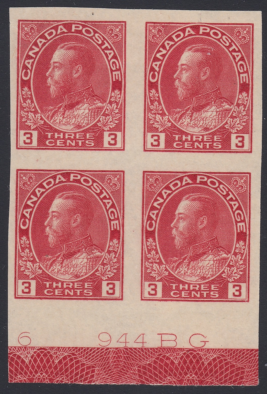 0138CA1805 - Canada #138 Lathework Block of 4