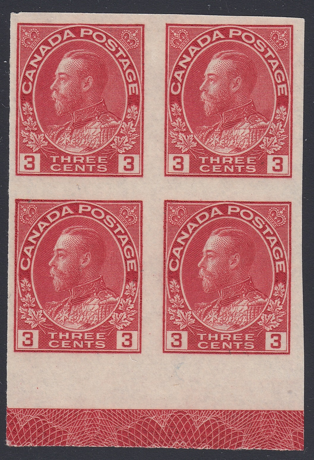 0138CA1805 - Canada #138 Lathework Block of 4