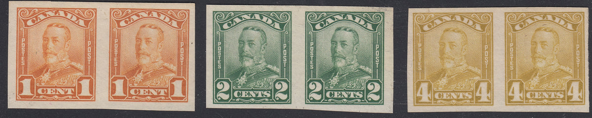 0149CA1801 - Canada #149b, 150b, 152a - Mint Imperf Pairs