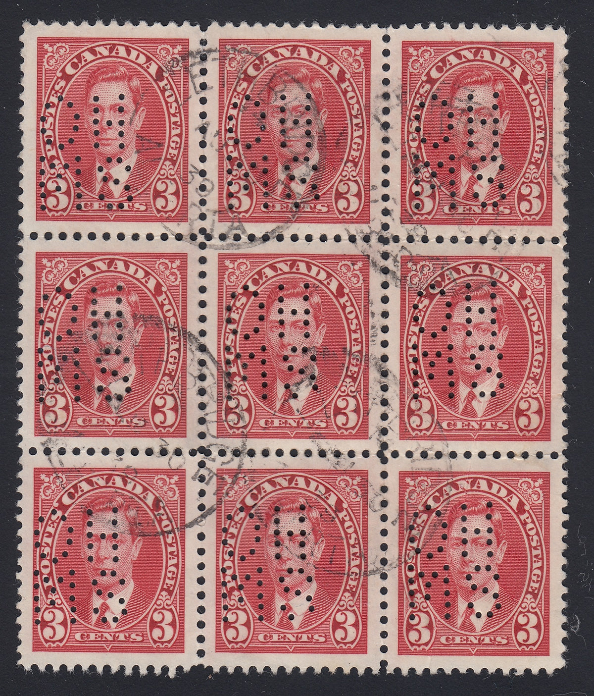 0260CA1711 - Canada OA233, 233s &#39;A As&#39; - Used Block of 9